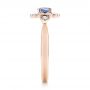 18k Rose Gold 18k Rose Gold Blue Sapphire And Diamond Floral Halo Ring - Side View -  103768 - Thumbnail