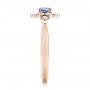 18k Rose Gold 18k Rose Gold Blue Sapphire And Diamond Floral Halo Ring - Side View -  103768 - Thumbnail