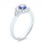  Platinum Platinum Blue Sapphire And Diamond Floral Halo Ring - Three-Quarter View -  103768 - Thumbnail