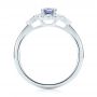 14k White Gold Blue Sapphire And Diamond Floral Halo Ring - Front View -  103768 - Thumbnail