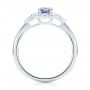  Platinum Platinum Blue Sapphire And Diamond Floral Halo Ring - Front View -  103768 - Thumbnail