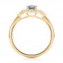 18k Yellow Gold 18k Yellow Gold Blue Sapphire And Diamond Floral Halo Ring - Front View -  103768 - Thumbnail