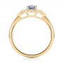 14k Yellow Gold 14k Yellow Gold Blue Sapphire And Diamond Floral Halo Ring - Front View -  103768 - Thumbnail