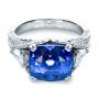 Blue Sapphire And Diamond Ring - Flat View -  1273 - Thumbnail