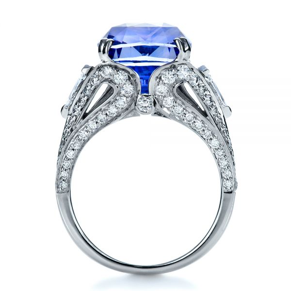 Blue Sapphire And Diamond Ring - Front View -  1273