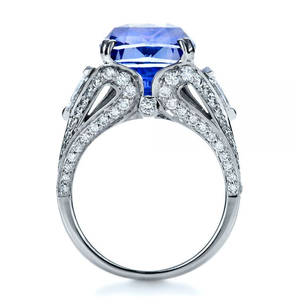 Blue Sapphire And Diamond Ring - Front View - 1273
