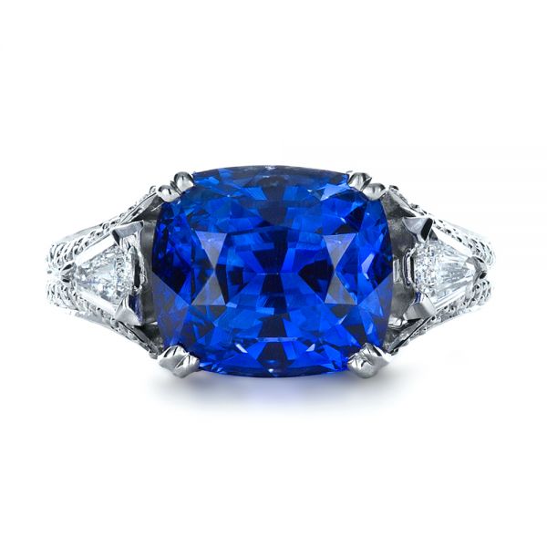 Blue Sapphire And Diamond Ring - Top View -  1273