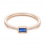 18k Rose Gold 18k Rose Gold Blue Sapphire And Diamond Stackable Fashion Ring - Flat View -  106197 - Thumbnail