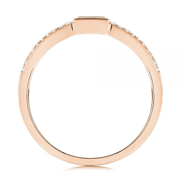 14k Rose Gold 14k Rose Gold Blue Sapphire And Diamond Stackable Fashion Ring - Front View - 106197