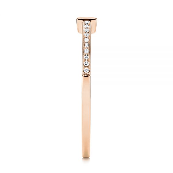14k Rose Gold 14k Rose Gold Blue Sapphire And Diamond Stackable Fashion Ring - Side View - 106197