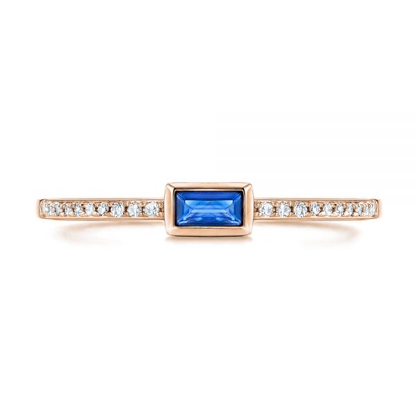 18k Rose Gold 18k Rose Gold Blue Sapphire And Diamond Stackable Fashion Ring - Top View -  106197
