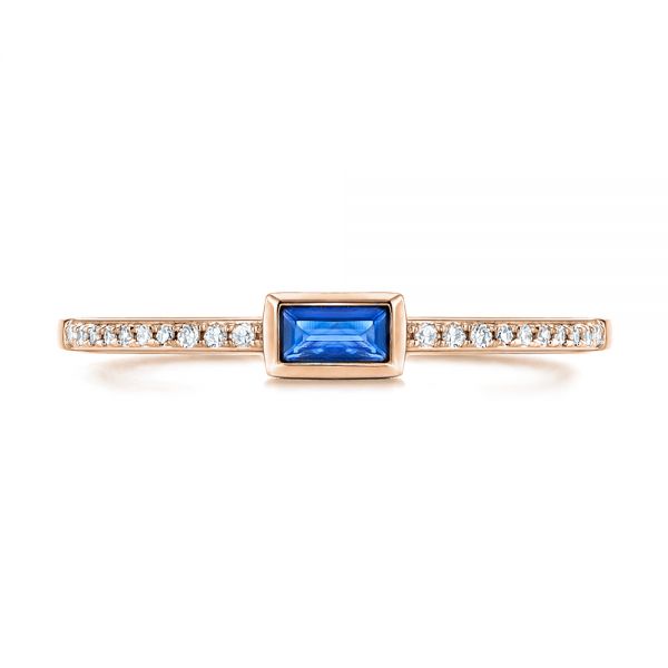 14k Rose Gold 14k Rose Gold Blue Sapphire And Diamond Stackable Fashion Ring - Top View - 106197