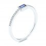 14k White Gold Blue Sapphire And Diamond Stackable Fashion Ring - Three-Quarter View -  106197 - Thumbnail