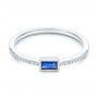 14k White Gold Blue Sapphire And Diamond Stackable Fashion Ring - Flat View -  106197 - Thumbnail