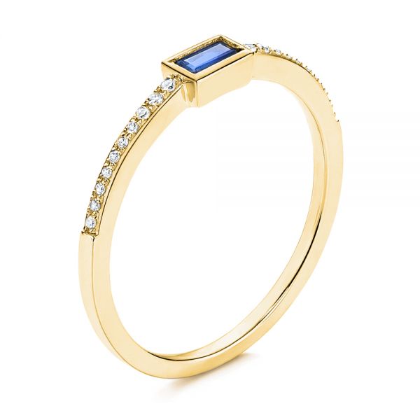 14k Yellow Gold 14k Yellow Gold Blue Sapphire And Diamond Stackable Fashion Ring - Three-Quarter View -  106197