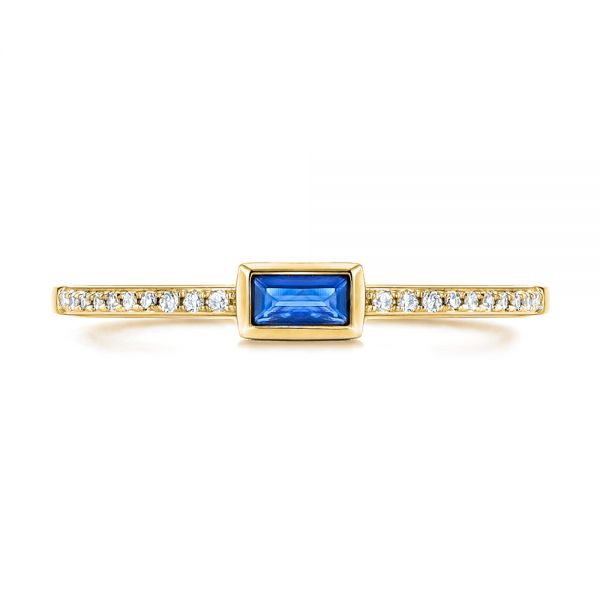 14k Yellow Gold 14k Yellow Gold Blue Sapphire And Diamond Stackable Fashion Ring - Top View -  106197