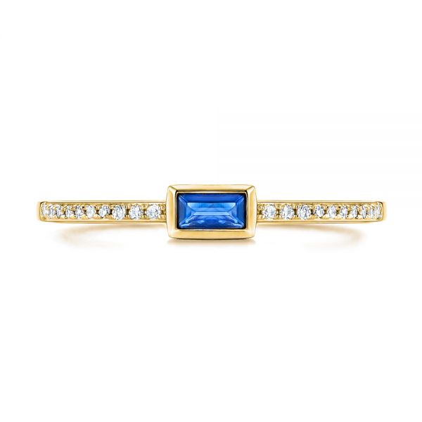 14k Yellow Gold 14k Yellow Gold Blue Sapphire And Diamond Stackable Fashion Ring - Top View - 106197