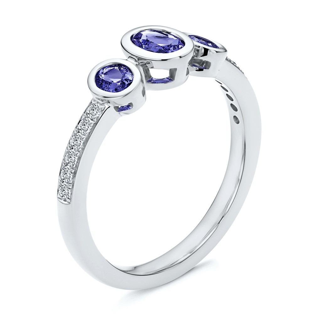 Blue Sapphire and Diamond Trilogy Ring - Image