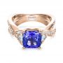 18k Rose Gold 18k Rose Gold Blue Tanzanite Criss-cross Engagement Ring - Flat View -  1314 - Thumbnail
