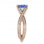 18k Rose Gold 18k Rose Gold Blue Tanzanite Criss-cross Engagement Ring - Side View -  1314 - Thumbnail