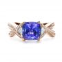 18k Rose Gold 18k Rose Gold Blue Tanzanite Criss-cross Engagement Ring - Top View -  1314 - Thumbnail