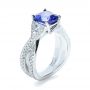 14k White Gold 14k White Gold Blue Tanzanite Criss-cross Engagement Ring - Three-Quarter View -  1314 - Thumbnail