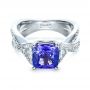  Platinum Platinum Blue Tanzanite Criss-cross Engagement Ring - Flat View -  1314 - Thumbnail