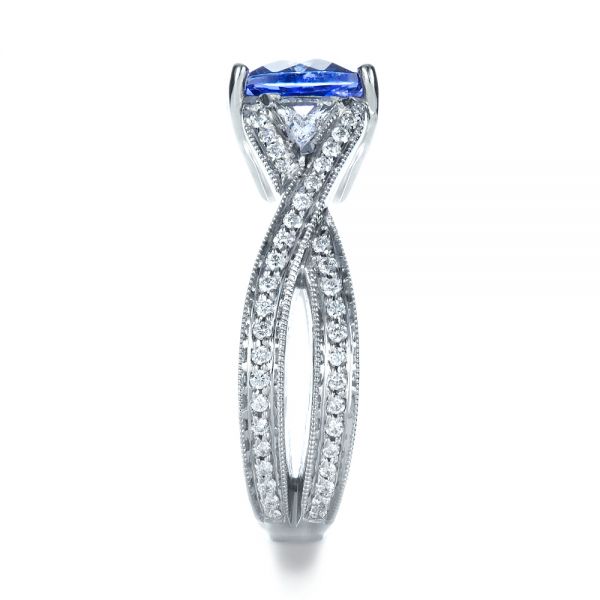  Platinum Platinum Blue Tanzanite Criss-cross Engagement Ring - Side View -  1314