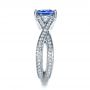 18k White Gold Blue Tanzanite Criss-cross Engagement Ring - Side View -  1314 - Thumbnail
