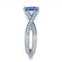 14k White Gold 14k White Gold Blue Tanzanite Criss-cross Engagement Ring - Side View -  1314 - Thumbnail