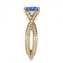 18k Yellow Gold 18k Yellow Gold Blue Tanzanite Criss-cross Engagement Ring - Side View -  1314 - Thumbnail