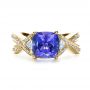 18k Yellow Gold 18k Yellow Gold Blue Tanzanite Criss-cross Engagement Ring - Top View -  1314 - Thumbnail