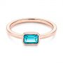 18k Rose Gold 18k Rose Gold Blue Topaz Emerald Cut Fashion Ring - Flat View -  105436 - Thumbnail