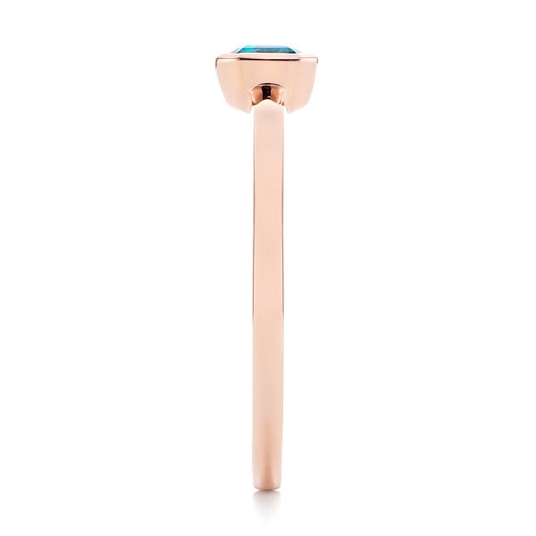 14k Rose Gold 14k Rose Gold Blue Topaz Emerald Cut Fashion Ring - Side View - 105436