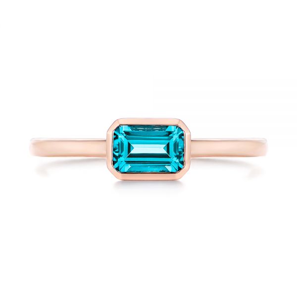 14k Rose Gold 14k Rose Gold Blue Topaz Emerald Cut Fashion Ring - Top View -  105436