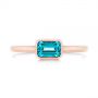 18k Rose Gold 18k Rose Gold Blue Topaz Emerald Cut Fashion Ring - Top View -  105436 - Thumbnail