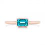 14k Rose Gold 14k Rose Gold Blue Topaz Emerald Cut Fashion Ring - Top View -  105436 - Thumbnail
