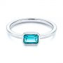  Platinum Platinum Blue Topaz Emerald Cut Fashion Ring - Flat View -  105436 - Thumbnail