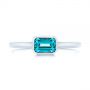  Platinum Platinum Blue Topaz Emerald Cut Fashion Ring - Top View -  105436 - Thumbnail