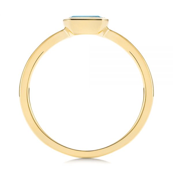 18k Yellow Gold 18k Yellow Gold Blue Topaz Emerald Cut Fashion Ring - Front View -  105436