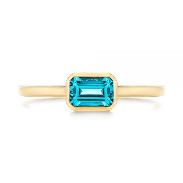 18k Yellow Gold 18k Yellow Gold Blue Topaz Emerald Cut Fashion Ring - Top View -  105436