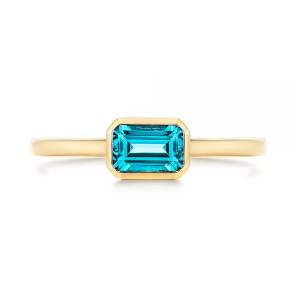 14k Yellow Gold 14k Yellow Gold Blue Topaz Emerald Cut Fashion Ring - Top View - 105436