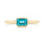 18k Yellow Gold 18k Yellow Gold Blue Topaz Emerald Cut Fashion Ring - Top View -  105436 - Thumbnail