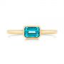 14k Yellow Gold 14k Yellow Gold Blue Topaz Emerald Cut Fashion Ring - Top View -  105436 - Thumbnail