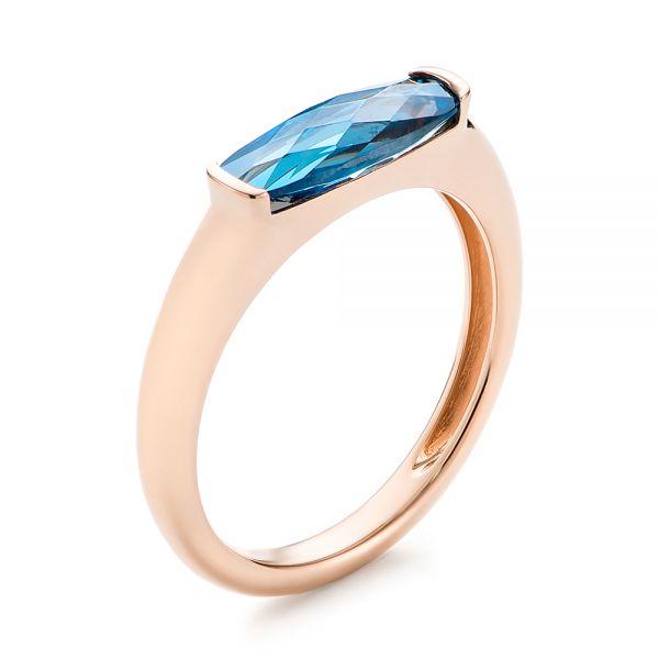 18k Rose Gold 18k Rose Gold Blue Topaz Stackable Fashion Ring - Three-Quarter View -  103760