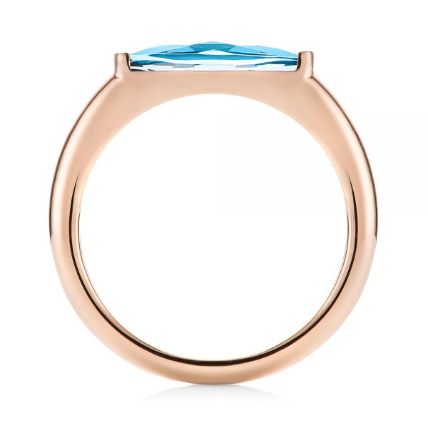 14k Rose Gold 14k Rose Gold Blue Topaz Stackable Fashion Ring - Front View -  103760