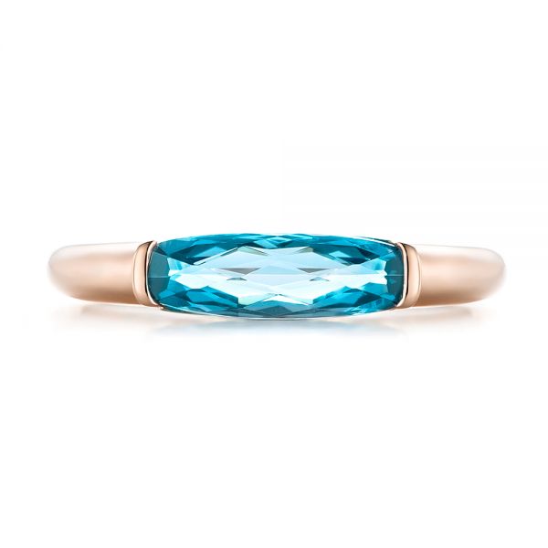14k Rose Gold 14k Rose Gold Blue Topaz Stackable Fashion Ring - Top View - 103760