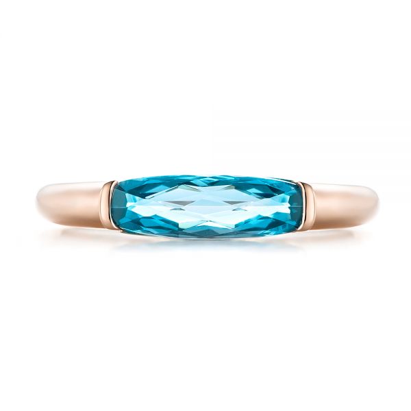 18k Rose Gold 18k Rose Gold Blue Topaz Stackable Fashion Ring - Top View -  103760