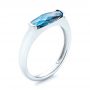 14k White Gold Blue Topaz Stackable Fashion Ring - Three-Quarter View -  103760 - Thumbnail