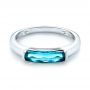 14k White Gold Blue Topaz Stackable Fashion Ring - Flat View -  103760 - Thumbnail